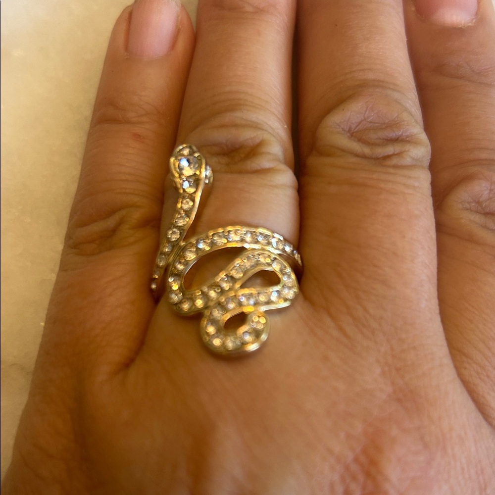 Elegant Snake Ring with Crystals